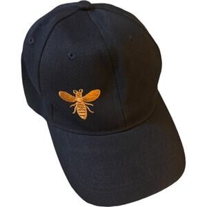 Navy Baseball Cap with Embroidered Gold Bee, NWOT